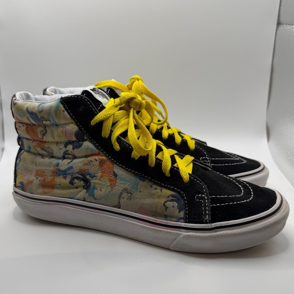 Vans x Disney Princess Sk8-Hi‎ High Top Sneakers Black Multi Color Sz Womens 8.5
